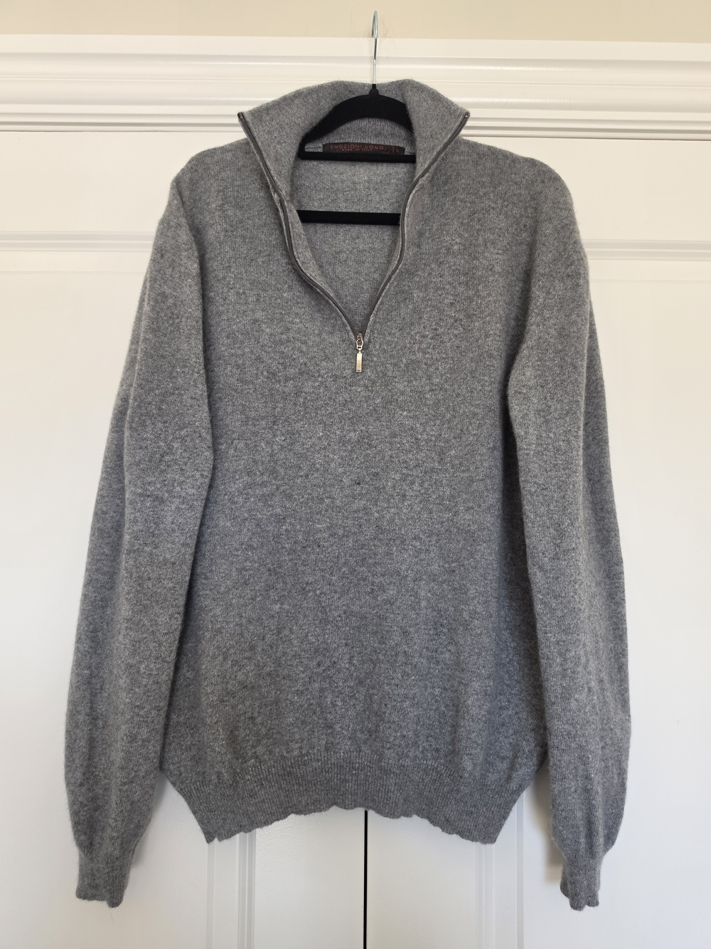 EMOZIONI UOMO WOOL CASHMERE BLEND QUARTER ZIP SWEATER MADE IN ITALY SIZE L